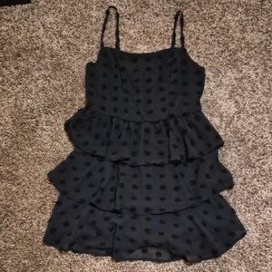 Trixxi Black Polka Dot Tiered Dress